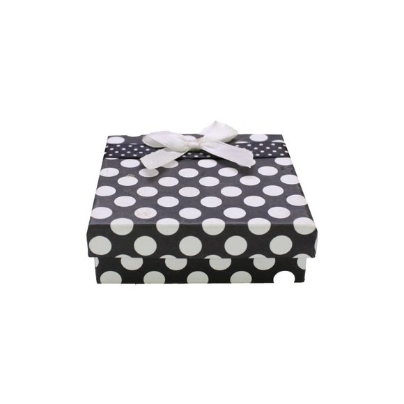 Polka Dot Square Jewllery Box with Bow - Picture 2 of 9